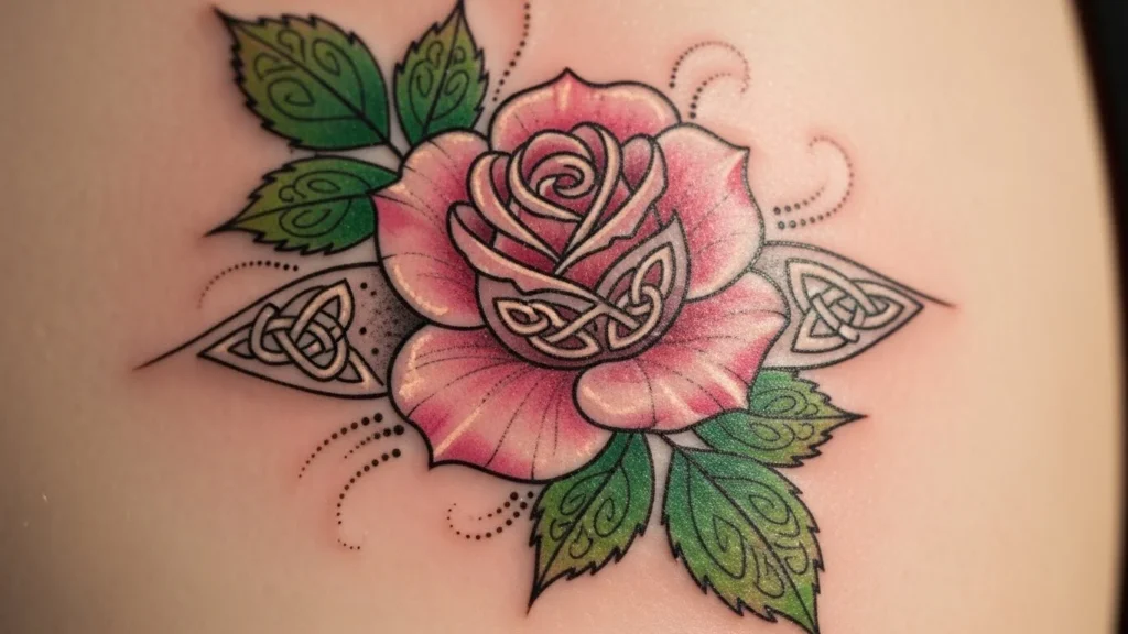 23 Irish Rose Tattoos With Soft Symbolism